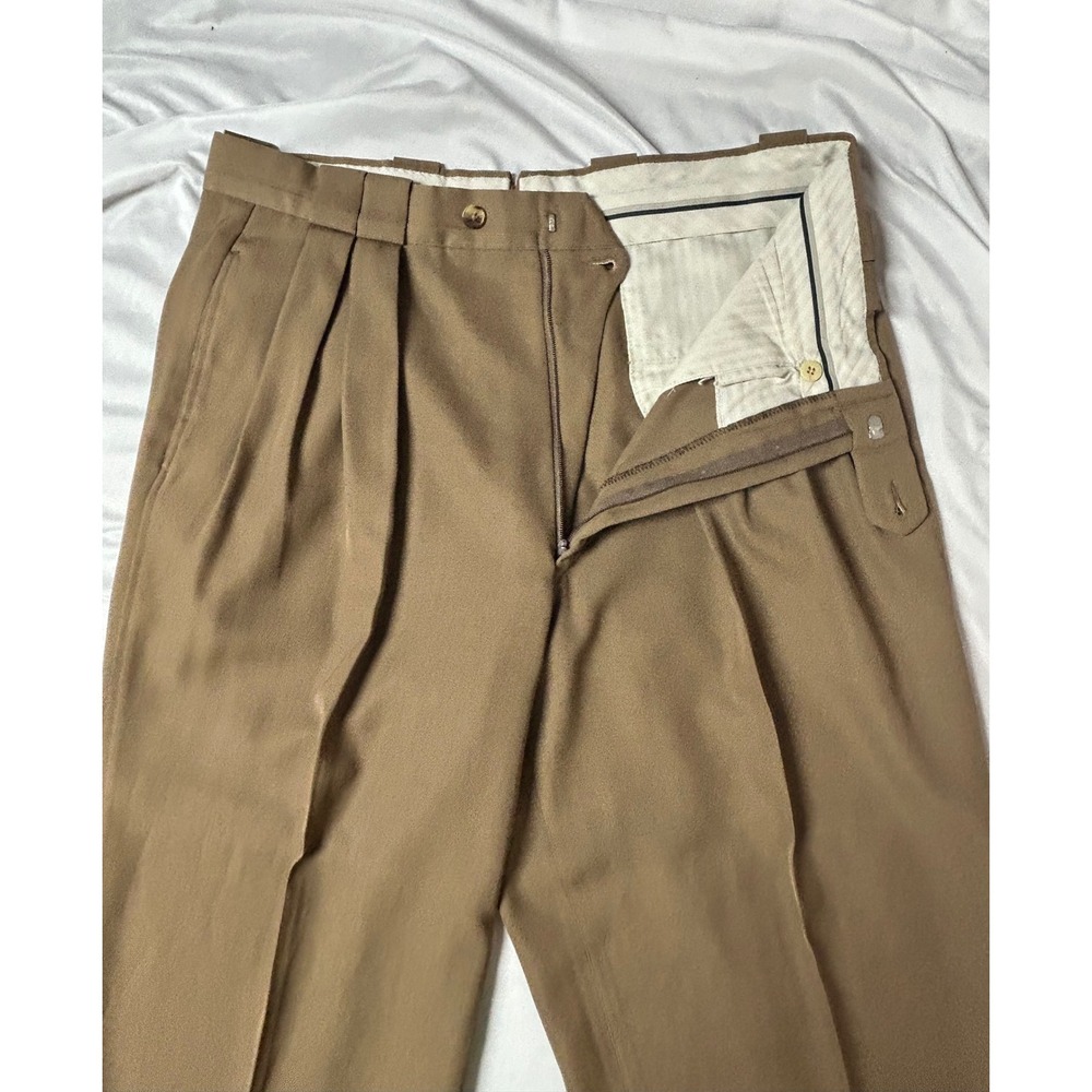 Vintage Bachrach Mens Brown Pleated Wool Dress Pants Made in USA Trousers 34x32 - Picture 3 of 16